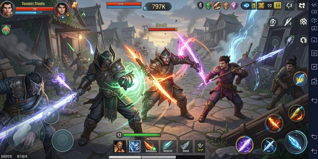 Tangkapan layar gameplay 797K menampilkan strategi kompleks dan pertarungan dinamis.