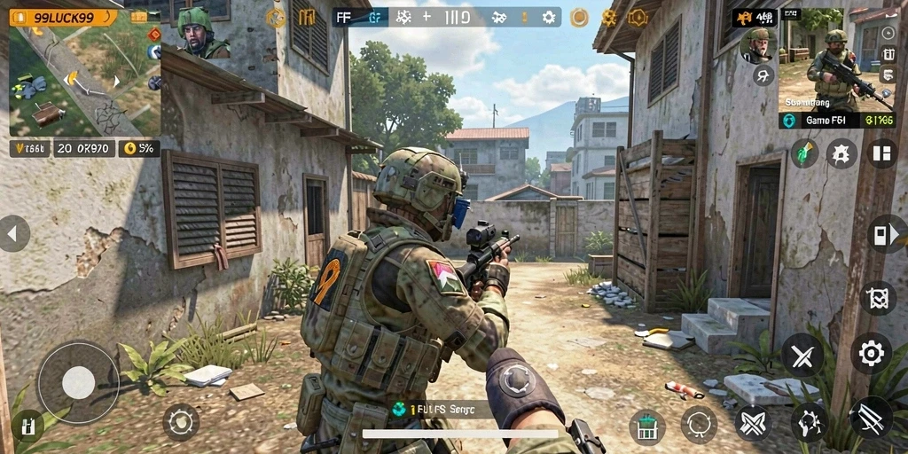 Tampilan gameplay mendebarkan dari <strong>99LUCK99</strong> dalam aksi tembak-menembak.
