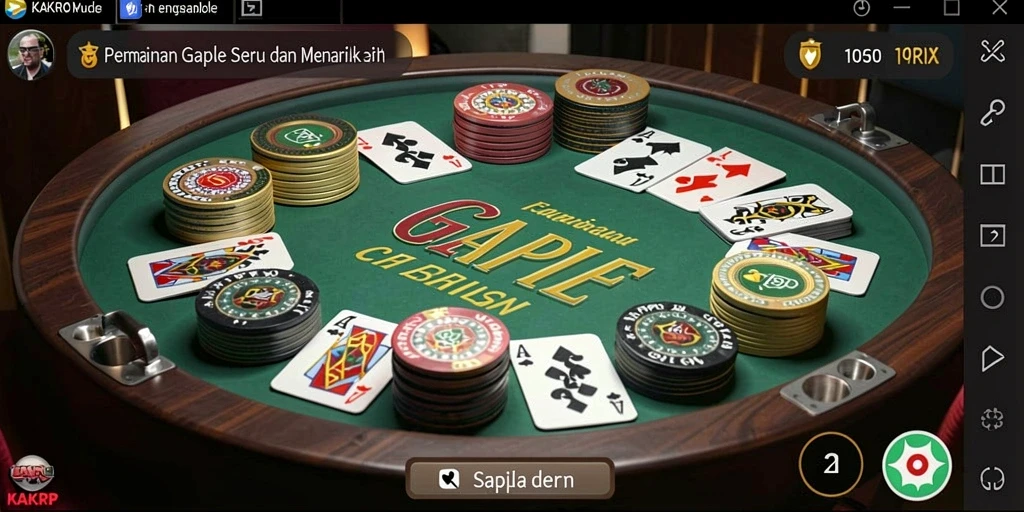 Tampilan gameplay seru KAKRP dalam permainan Gaple.