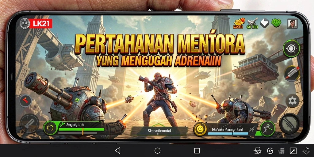 Screenshot LK21 menampilkan aksi pertempuran di Tower Defense.
