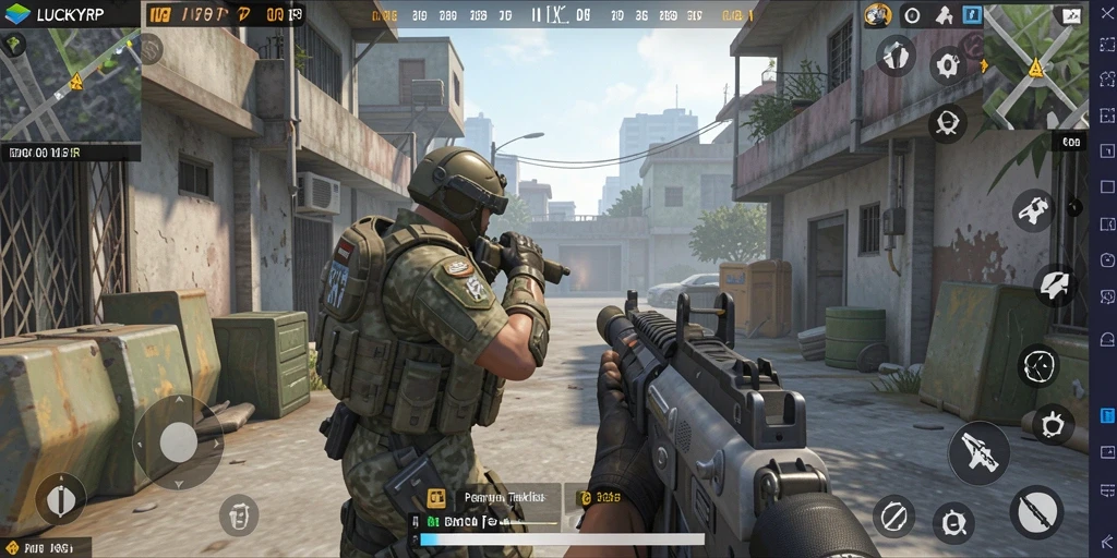 Tampilan aksi memukau dari gameplay FPS LUCKYRP.