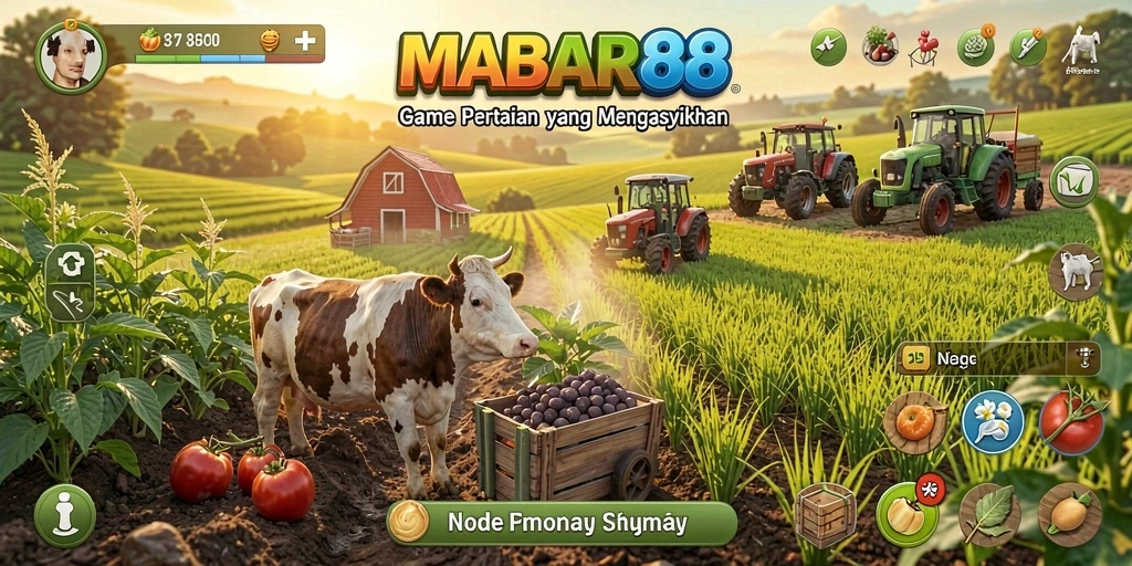 Tangkapan layar gameplay MABAR88 menampilkan aktivitas bercocok tanam yang seru.