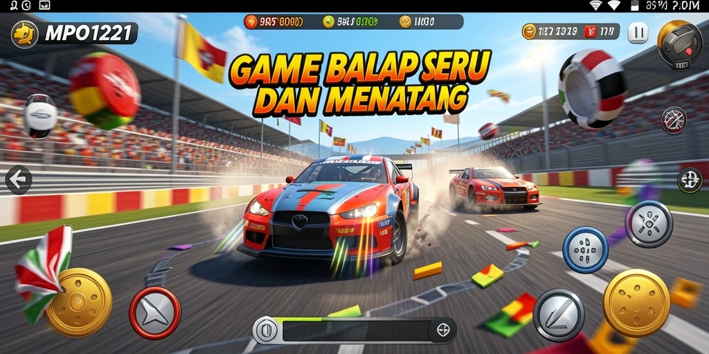 Tangkapan layar MPO1221 menunjukkan aksi balap yang mendebarkan.
