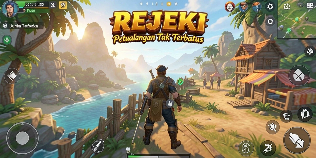 Screenshot menunjukkan aksi seru dalam gameplay Open World REJEKI.