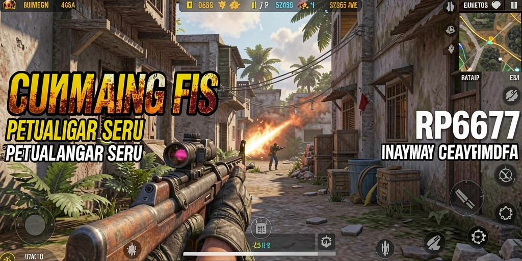 Tampilan gameplay intens dari RP6677 yang menampilkan aksi tembak-menembak.