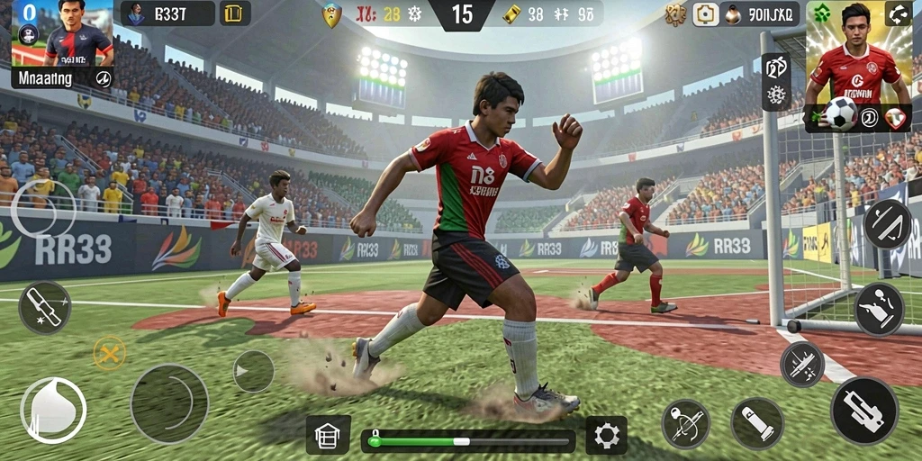 Tampilan gameplay RR33 yang mendebarkan dalam pertandingan olahraga.