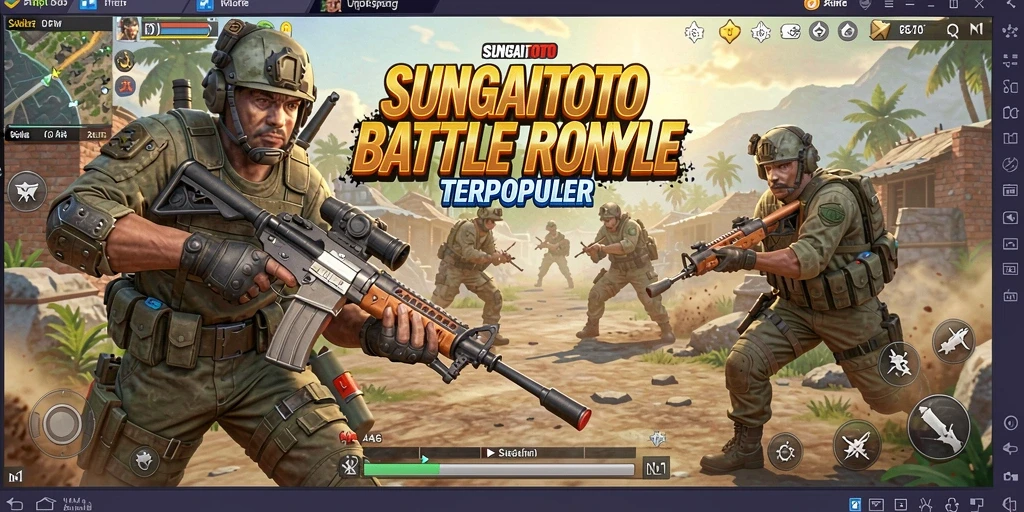 Tampilan gameplay SUNGAITOTO dengan aksi Battle Royale yang intens.