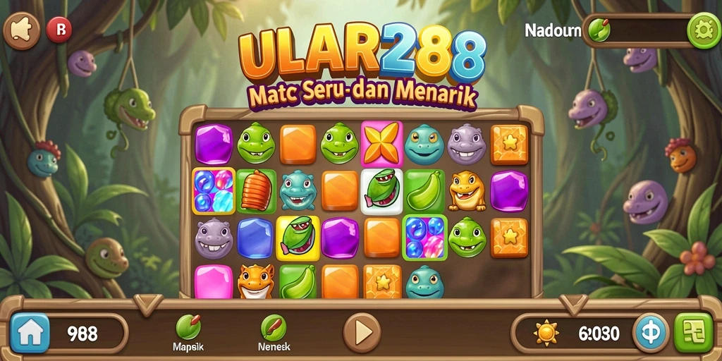 Tampilan gameplay ULAR288 yang menarik dengan elemen Match-3.